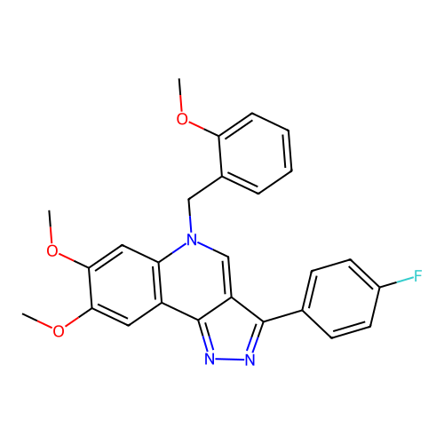 3-(4-fluorophenyl)-7,8-dimethoxy-5-(2-methoxybenzyl)-5H-pyrazolo[4,3-c]quinoline structure