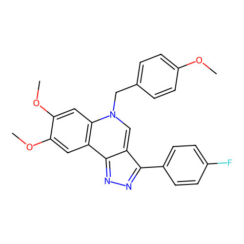 3-(4-fluorophenyl)-7,8-dimethoxy-5-[(4-methoxyphenyl)methyl]-5H-pyrazolo[4,3-c]quinoline structure