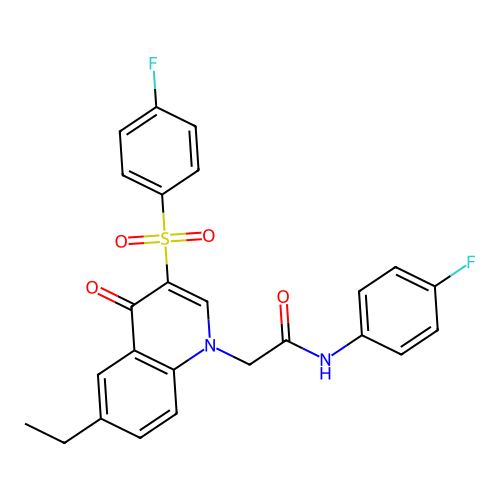 2-[6-ethyl-3-(4-fluorobenzenesulfonyl)-4-oxo-1,4-dihydroquinolin-1-yl]-N-(4-fluorophenyl)acetamide structure