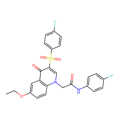 2-[6-ethoxy-3-(4-fluorobenzenesulfonyl)-4-oxo-1,4-dihydroquinolin-1-yl]-N-(4-fluorophenyl)acetamide structure