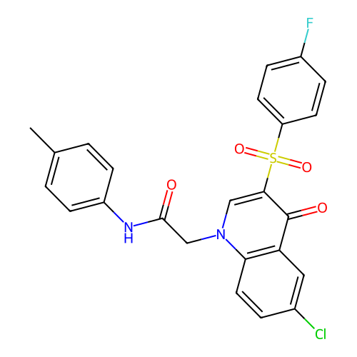 2-[6-chloro-3-(4-fluorobenzenesulfonyl)-4-oxo-1,4-dihydroquinolin-1-yl]-N-(4-methylphenyl)acetamide structure