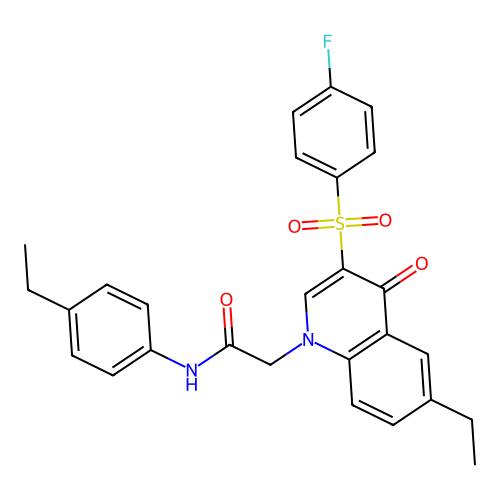 2-[6-ethyl-3-(4-fluorobenzenesulfonyl)-4-oxo-1,4-dihydroquinolin-1-yl]-N-(4-ethylphenyl)acetamide structure