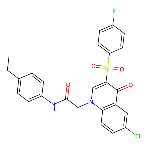 2-[6-chloro-3-(4-fluorobenzenesulfonyl)-4-oxo-1,4-dihydroquinolin-1-yl]-N-(4-ethylphenyl)acetamide structure