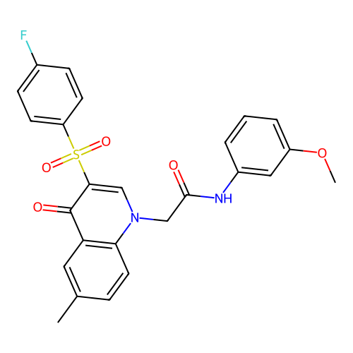 2-[3-(4-fluorobenzenesulfonyl)-6-methyl-4-oxo-1,4-dihydroquinolin-1-yl]-N-(3-methoxyphenyl)acetamide structure