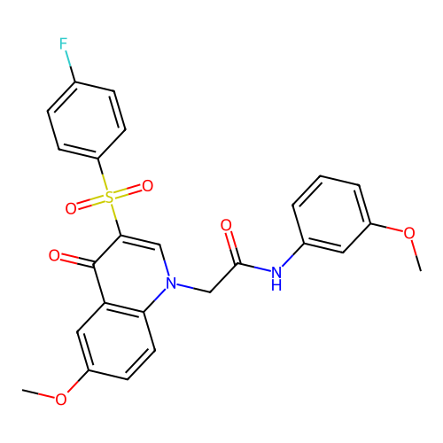 2-[3-(4-fluorobenzenesulfonyl)-6-methoxy-4-oxo-1,4-dihydroquinolin-1-yl]-N-(3-methoxyphenyl)acetamide structure