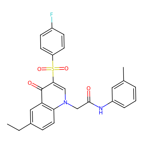 2-[6-ethyl-3-(4-fluorobenzenesulfonyl)-4-oxo-1,4-dihydroquinolin-1-yl]-N-(3-methylphenyl)acetamide structure