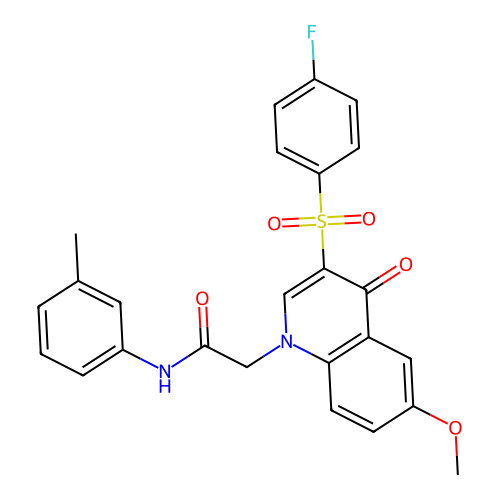 2-[3-(4-fluorobenzenesulfonyl)-6-methoxy-4-oxo-1,4-dihydroquinolin-1-yl]-N-(3-methylphenyl)acetamide structure