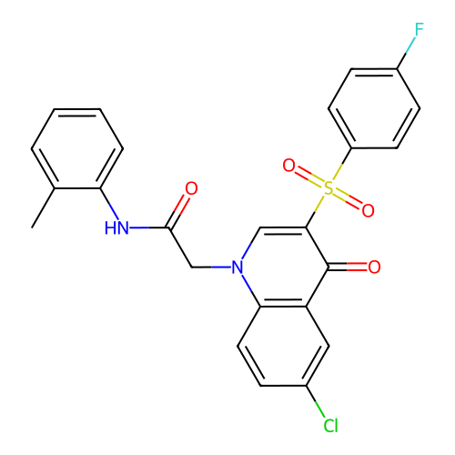 2-[6-chloro-3-(4-fluorobenzenesulfonyl)-4-oxo-1,4-dihydroquinolin-1-yl]-N-(2-methylphenyl)acetamide structure