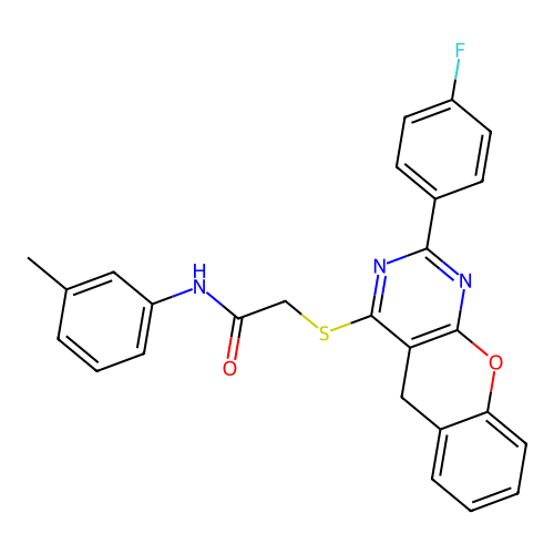 2-{[2-(4-FLUOROPHENYL)-5H-CHROMENO[2,3-D]PYRIMIDIN-4-YL]SULFANYL}-N-(3-METHYLPHENYL)ACETAMIDE structure