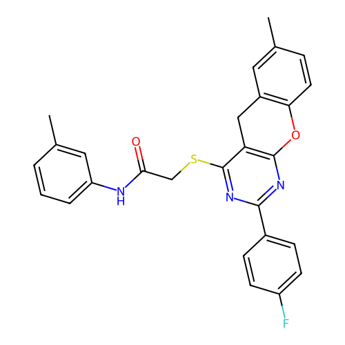 2-{[2-(4-FLUOROPHENYL)-7-METHYL-5H-CHROMENO[2,3-D]PYRIMIDIN-4-YL]SULFANYL}-N-(3-METHYLPHENYL)ACETAMIDE structure