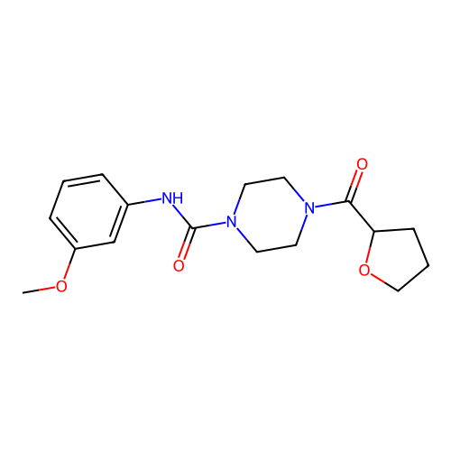N-(3-methoxyphenyl)-4-(oxolane-2-carbonyl)piperazine-1-carboxamide structure