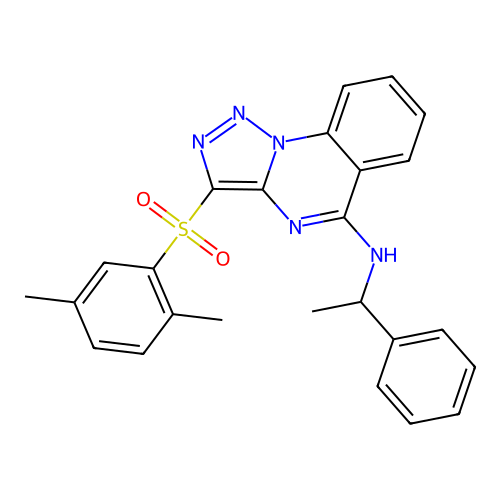 3-[(2,5-dimethylphenyl)sulfonyl]-N-(1-phenylethyl)[1,2,3]triazolo[1,5-a]quinazolin-5-amine structure