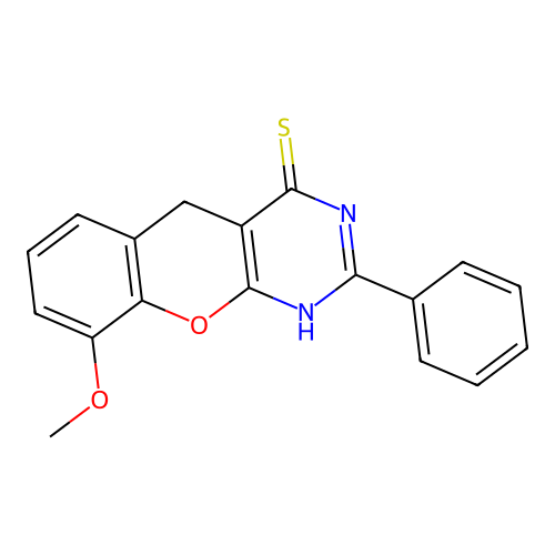 9-methoxy-2-phenyl-3H-chromeno[2,3-d]pyrimidine-4(5H)-thione structure