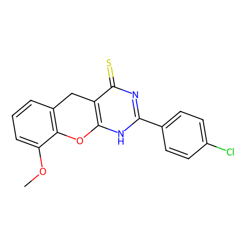 2-(4-Chlorophenyl)-9-methoxy-1,5-dihydrochromeno[2,3-d]pyrimidine-4-thione structure