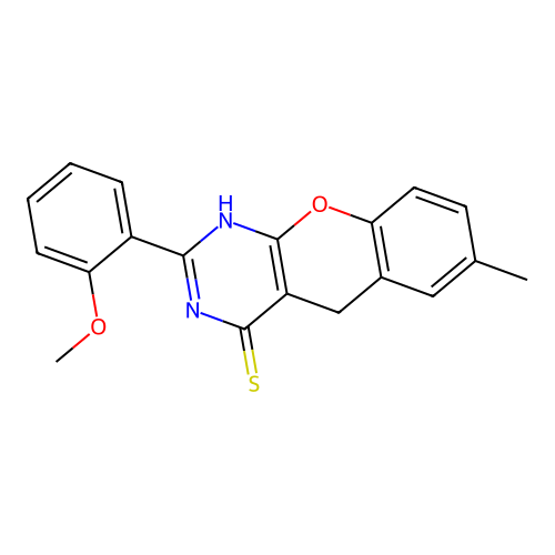 2-(2-Methoxyphenyl)-7-methyl-1,5-dihydrochromeno[2,3-d]pyrimidine-4-thione structure