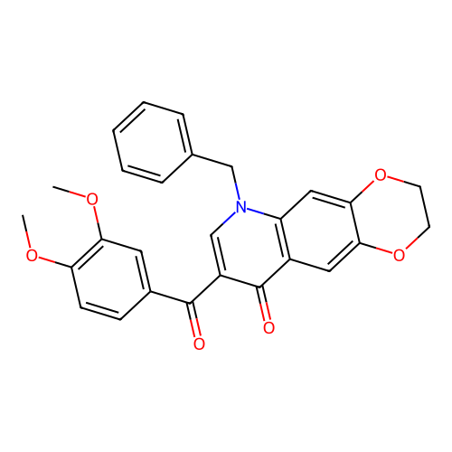 6-Benzyl-8-(3,4-dimethoxybenzoyl)-2,3-dihydro-[1,4]dioxino[2,3-g]quinolin-9-one structure