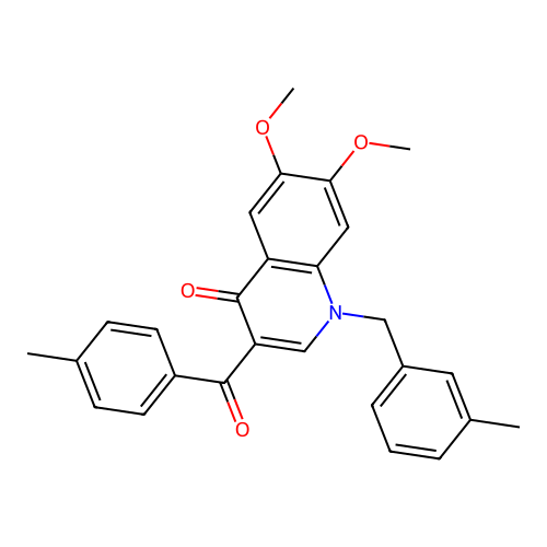 6,7-Dimethoxy-3-(4-methylbenzoyl)-1-[(3-methylphenyl)methyl]quinolin-4-one structure