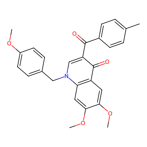 6,7-Dimethoxy-1-[(4-methoxyphenyl)methyl]-3-(4-methylbenzoyl)quinolin-4-one structure