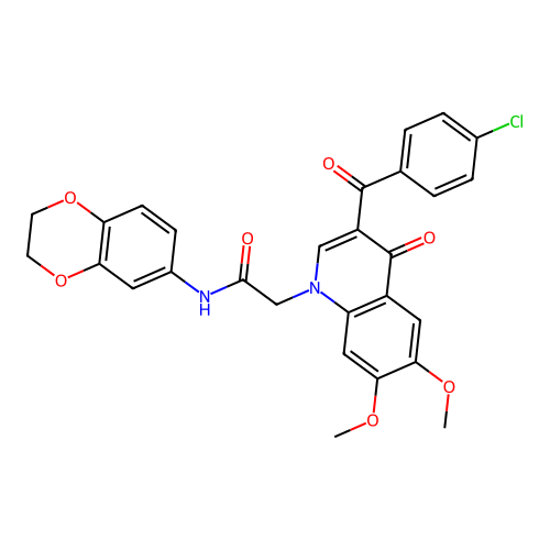 2-[3-(4-chlorobenzoyl)-6,7-dimethoxy-4-oxo-1,4-dihydroquinolin-1-yl]-N-(2,3-dihydro-1,4-benzodioxin-6-yl)acetamide structure