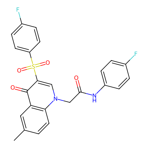 2-[3-(4-fluorobenzenesulfonyl)-6-methyl-4-oxo-1,4-dihydroquinolin-1-yl]-N-(4-fluorophenyl)acetamide structure