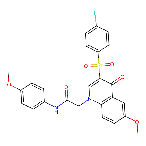 2-[3-(4-fluorobenzenesulfonyl)-6-methoxy-4-oxo-1,4-dihydroquinolin-1-yl]-N-(4-methoxyphenyl)acetamide structure