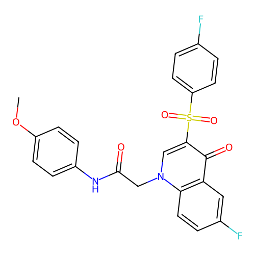 2-[6-fluoro-3-(4-fluorobenzenesulfonyl)-4-oxo-1,4-dihydroquinolin-1-yl]-N-(4-methoxyphenyl)acetamide structure