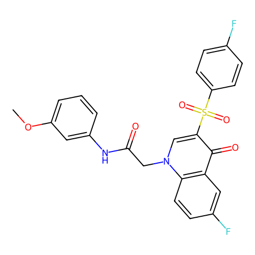 2-[6-fluoro-3-(4-fluorobenzenesulfonyl)-4-oxo-1,4-dihydroquinolin-1-yl]-N-(3-methoxyphenyl)acetamide structure