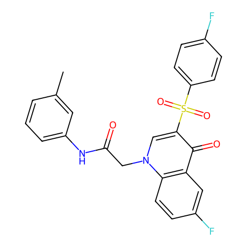 2-[6-fluoro-3-(4-fluorobenzenesulfonyl)-4-oxo-1,4-dihydroquinolin-1-yl]-N-(3-methylphenyl)acetamide structure