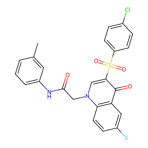 2-[3-(4-chlorobenzenesulfonyl)-6-fluoro-4-oxo-1,4-dihydroquinolin-1-yl]-N-(3-methylphenyl)acetamide structure