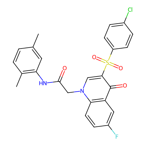 2-[3-(4-chlorobenzenesulfonyl)-6-fluoro-4-oxo-1,4-dihydroquinolin-1-yl]-N-(2,5-dimethylphenyl)acetamide structure