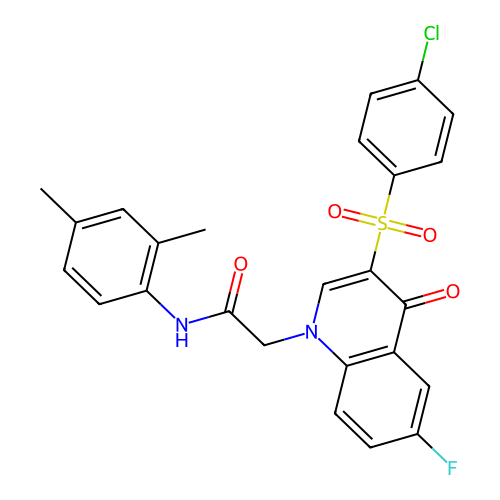 2-[3-(4-chlorobenzenesulfonyl)-6-fluoro-4-oxo-1,4-dihydroquinolin-1-yl]-N-(2,4-dimethylphenyl)acetamide structure
