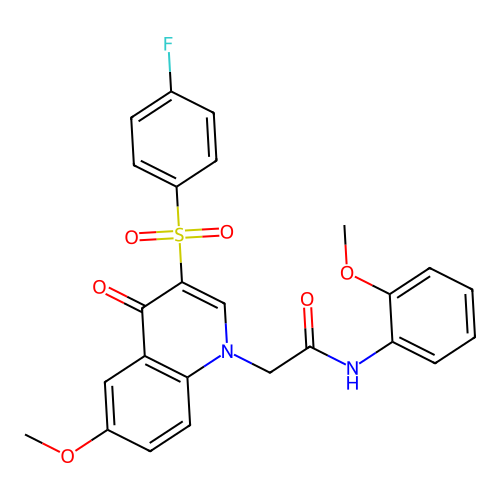 2-[3-(4-fluorobenzenesulfonyl)-6-methoxy-4-oxo-1,4-dihydroquinolin-1-yl]-N-(2-methoxyphenyl)acetamide structure