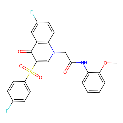 2-[6-fluoro-3-(4-fluorobenzenesulfonyl)-4-oxo-1,4-dihydroquinolin-1-yl]-N-(2-methoxyphenyl)acetamide structure