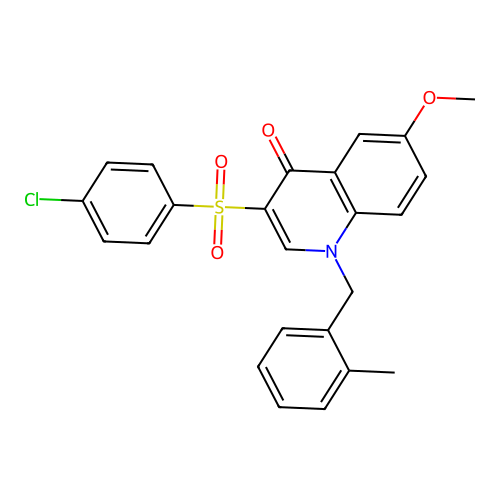 3-(4-Chlorophenyl)sulfonyl-6-methoxy-1-[(2-methylphenyl)methyl]quinolin-4-one structure