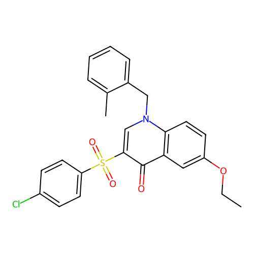 3-(4-Chlorophenyl)sulfonyl-6-ethoxy-1-[(2-methylphenyl)methyl]quinolin-4-one structure
