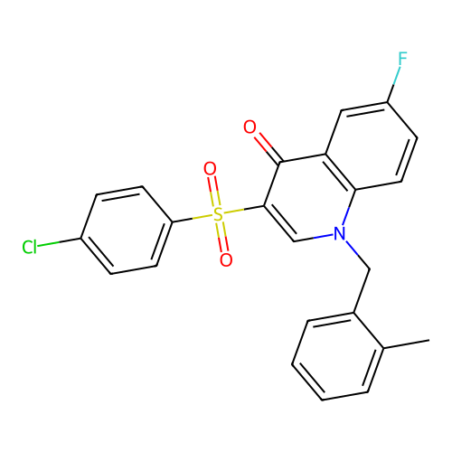 3-(4-Chlorophenyl)sulfonyl-6-fluoro-1-[(2-methylphenyl)methyl]quinolin-4-one structure
