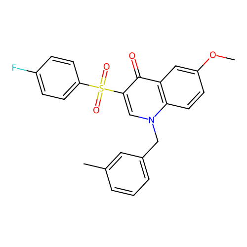 3-(4-Fluorophenyl)sulfonyl-6-methoxy-1-[(3-methylphenyl)methyl]quinolin-4-one structure