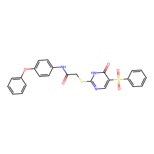 2-{[5-(benzenesulfonyl)-6-oxo-1,6-dihydropyrimidin-2-yl]sulfanyl}-N-(4-phenoxyphenyl)acetamide structure