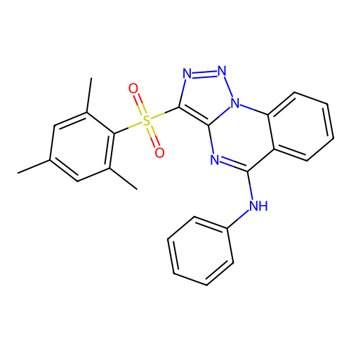 N-phenyl-3-(2,4,6-trimethylphenyl)sulfonyltriazolo[1,5-a]quinazolin-5-amine structure