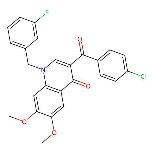 3-(4-Chlorobenzoyl)-1-[(3-fluorophenyl)methyl]-6,7-dimethoxyquinolin-4-one structure