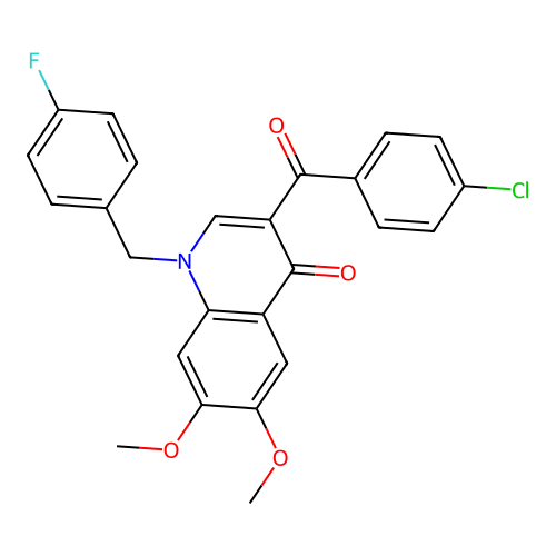 3-(4-Chlorobenzoyl)-1-[(4-fluorophenyl)methyl]-6,7-dimethoxyquinolin-4-one structure