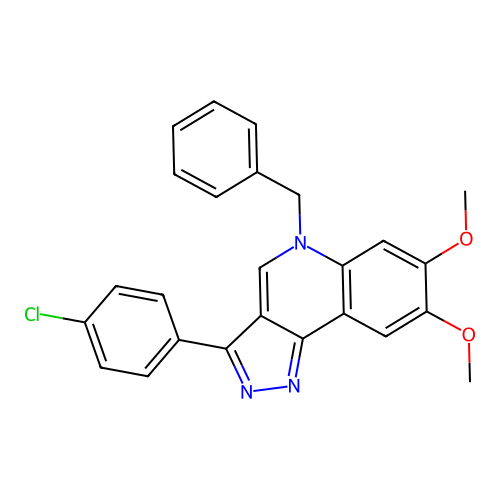 5-benzyl-3-(4-chlorophenyl)-7,8-dimethoxy-5H-pyrazolo[4,3-c]quinoline structure
