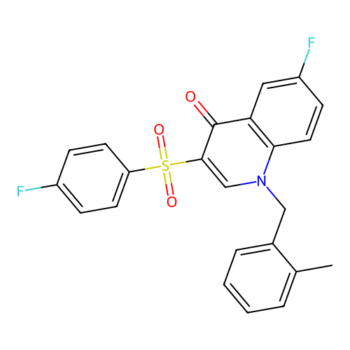 6-Fluoro-3-(4-fluorophenyl)sulfonyl-1-[(2-methylphenyl)methyl]quinolin-4-one structure