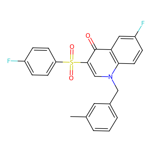 6-Fluoro-3-(4-fluorophenyl)sulfonyl-1-[(3-methylphenyl)methyl]quinolin-4-one structure