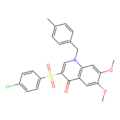 3-(4-chlorobenzenesulfonyl)-6,7-dimethoxy-1-[(4-methylphenyl)methyl]-1,4-dihydroquinolin-4-one structure