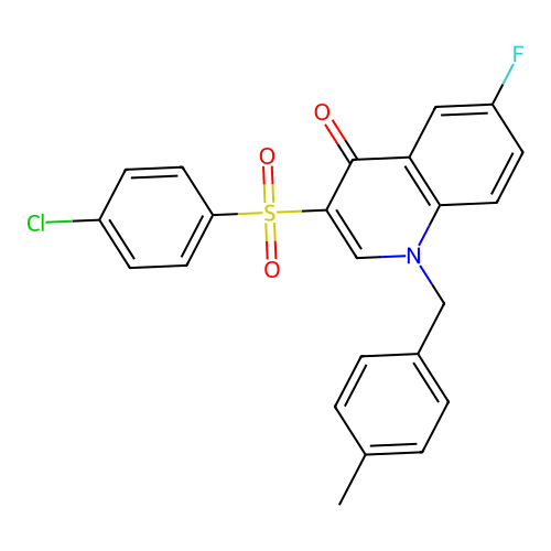 3-(4-Chlorophenyl)sulfonyl-6-fluoro-1-[(4-methylphenyl)methyl]quinolin-4-one structure
