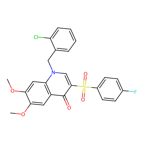 1-[(2-chlorophenyl)methyl]-3-(4-fluorobenzenesulfonyl)-6,7-dimethoxy-1,4-dihydroquinolin-4-one structure