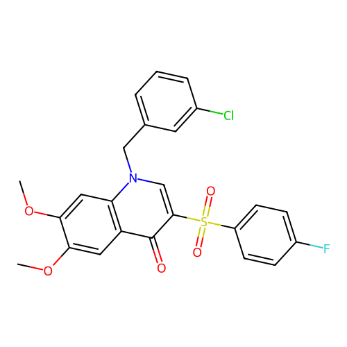 1-(3-chlorobenzyl)-3-((4-fluorophenyl)sulfonyl)-6,7-dimethoxyquinolin-4(1H)-one structure