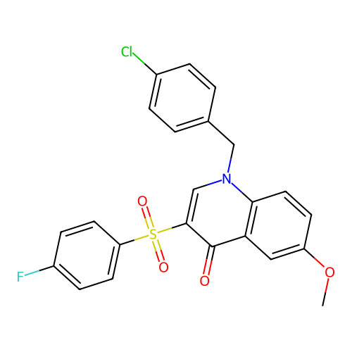 1-[(4-Chlorophenyl)methyl]-3-(4-fluorophenyl)sulfonyl-6-methoxyquinolin-4-one structure