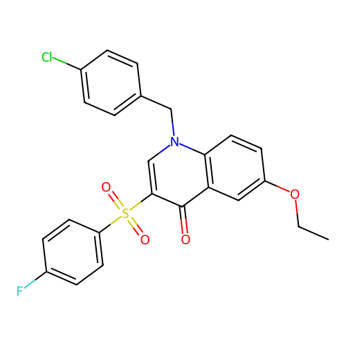 1-[(4-Chlorophenyl)methyl]-6-ethoxy-3-(4-fluorophenyl)sulfonylquinolin-4-one structure